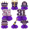 Happy 31st Birthday Honeycomb Centerpieces 31st Birthday Decor Purple Golden Table Toppers Cheers to 31 Years Table Decorations for Woman Man