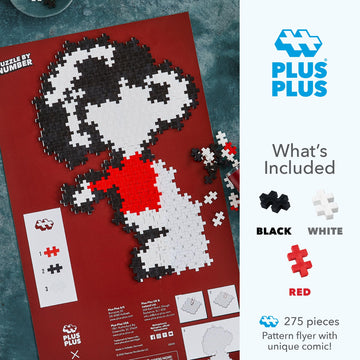Plus Plus Puzzle By Number, Joe Cool - 275 Piece Mini Hashtag Blocks, Puzzles for Adults & Kids - Peanuts Merchandise