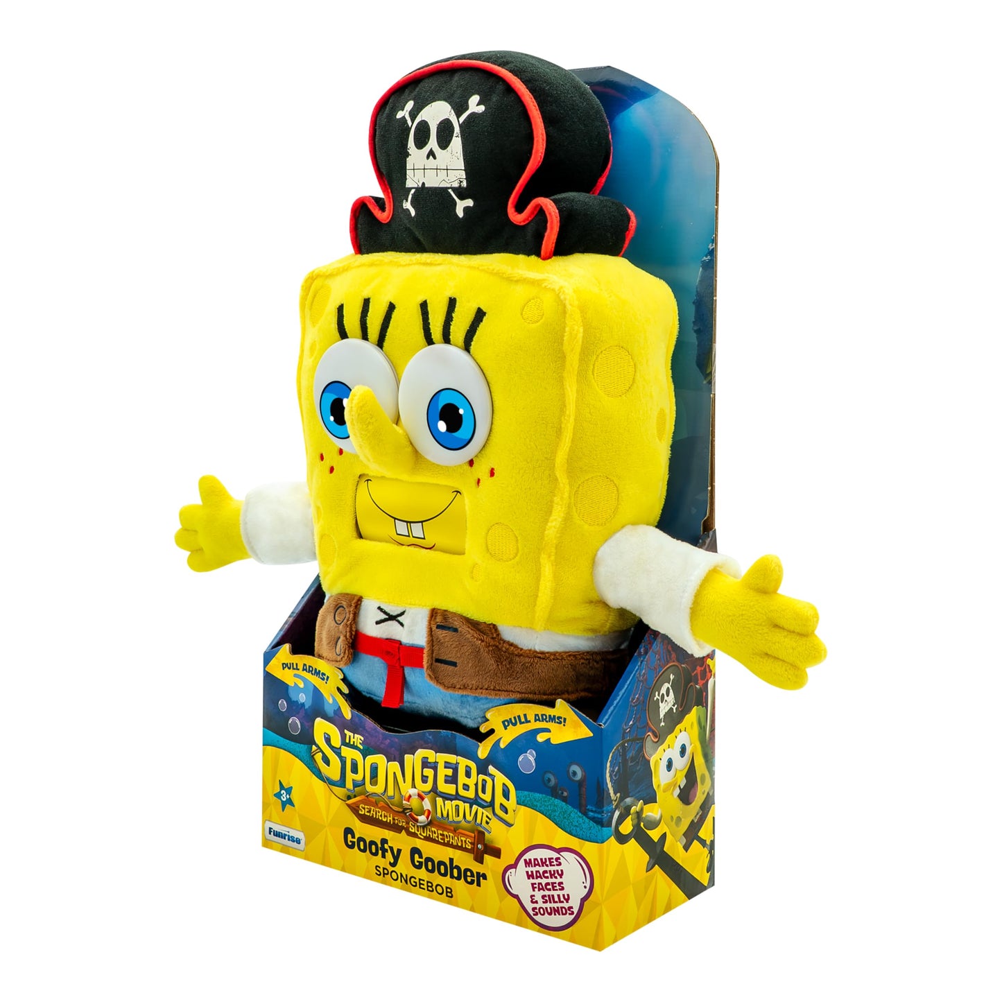 SPONGEBOB SQUAREPANTS Movie: The Search for Squarepants Goofy Goober Feature Plush, 16-Inch Sounds and Spinning Mouth Stuffed Toy for Kids