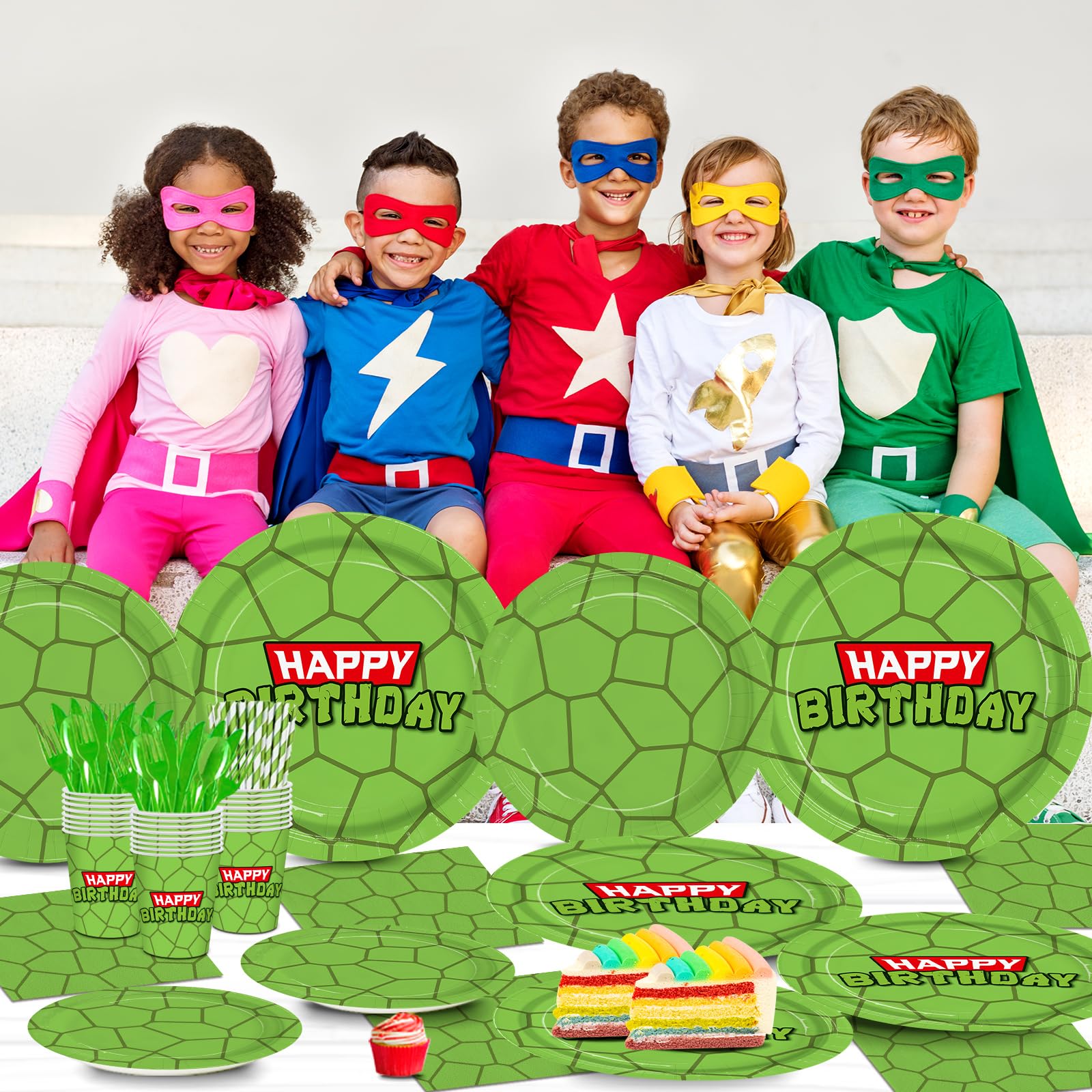 192pcs Turtle Birthday Party Supplies Turtle Plates Napkins Serves 24