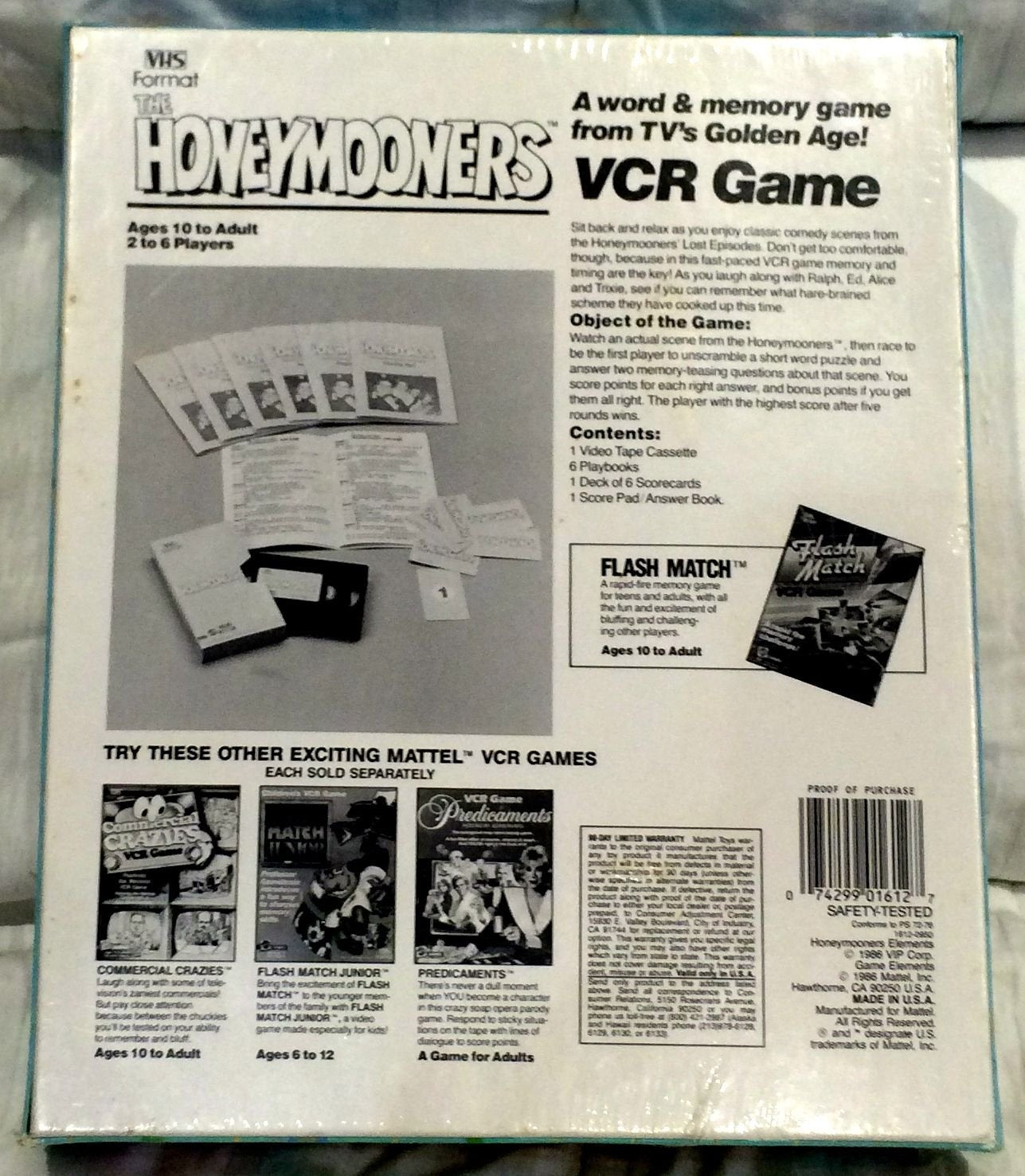 The Honeymooners VCR game. A word & memory game from TV's Golden Age!