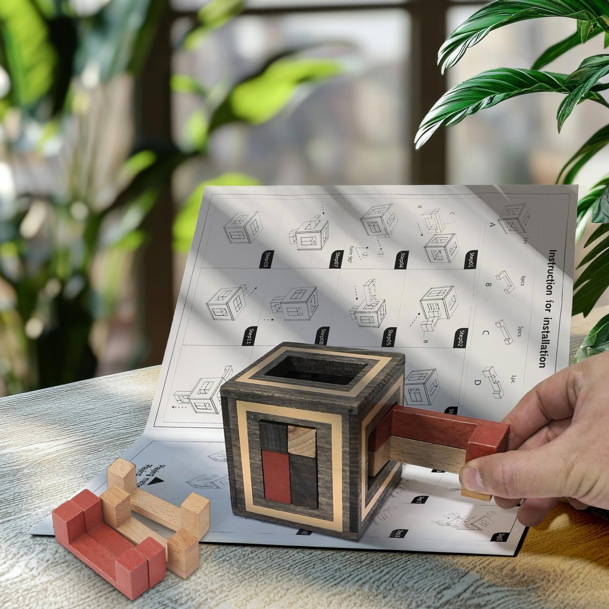Sharp Brain Zone Wooden Puzzle Box - 3D Wooden Brain Teaser Puzzle with Secret Compartments | Handcrafted Natural Wood, STEM Educational Logic Game