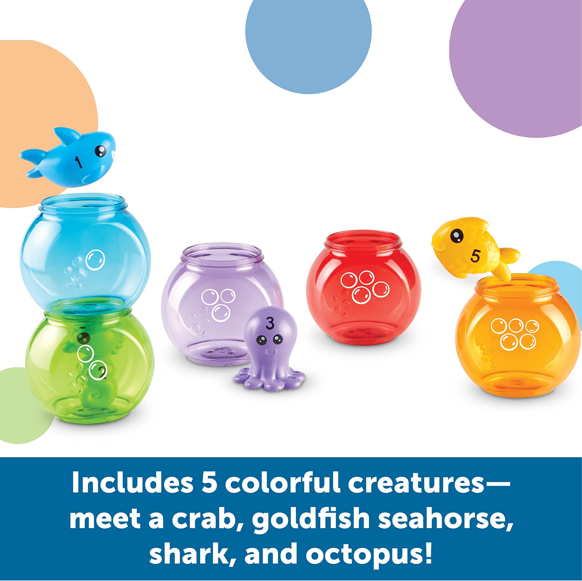 Learning Resources Peekaboo Fishbowl Friends - Counting and Fine Motor Skills, Water and Bathtub Toys, Toddler Games, Preschool Activities, Math
