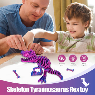 YOUNEEDFUL 2025 3D Printed Tyrannosaurus Rex Model, Desktop Pet Toy Gifts and Home Decorations, Large Size (10-Inch) (Purple)