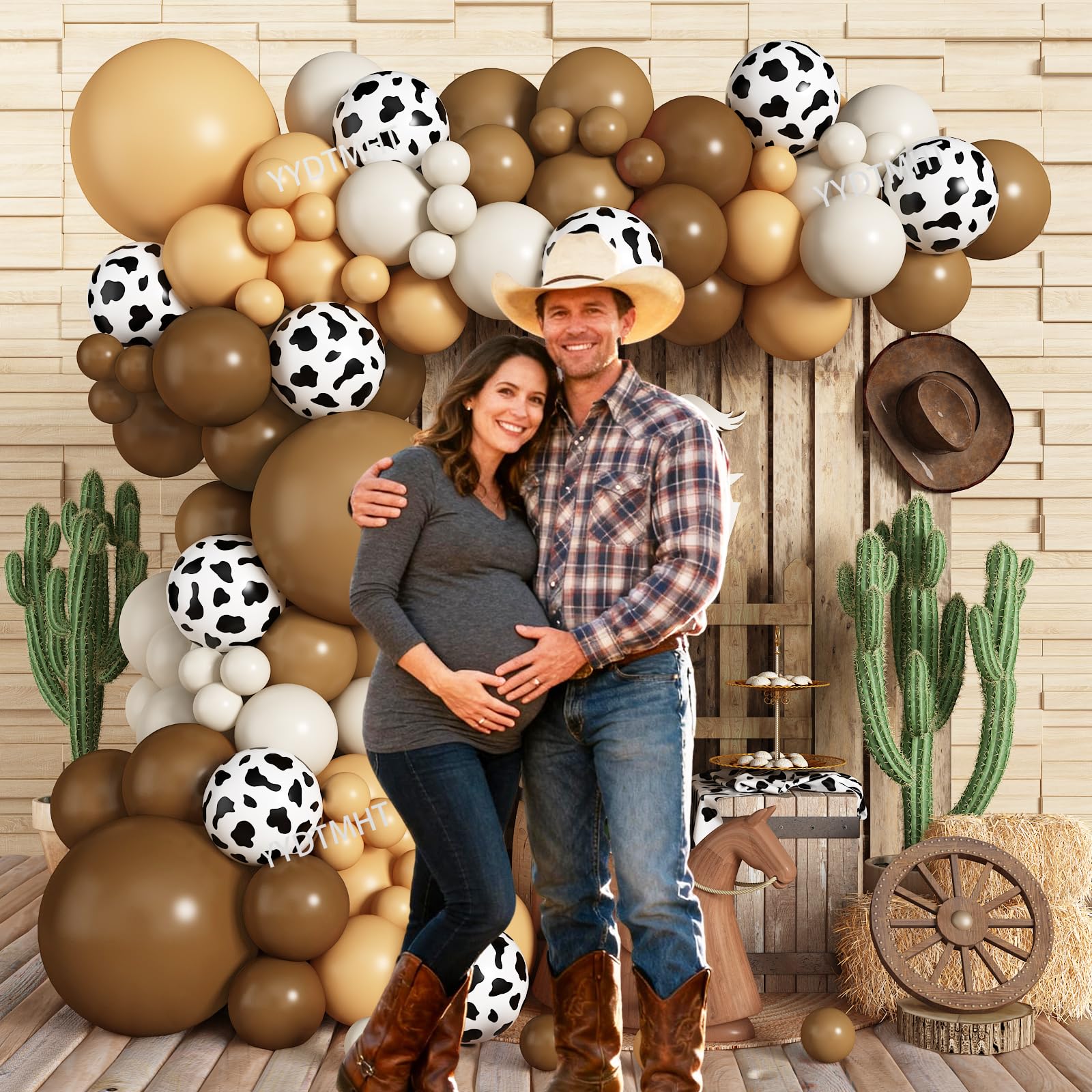 140pcs Western Cowboy Balloon Garland Arch Kit, First Rodeo Decorations For Western Cowboy Cowgirl Farm Theme Baby Shower Birthday Party Decorations