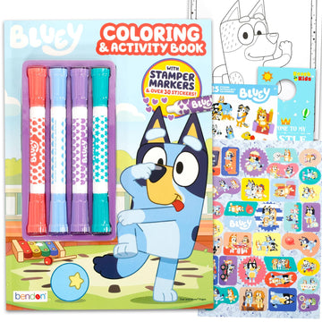 Bluey Coloring Book Super Set for Kids - Activity Book with Coloring Pages, Games, Stampers, Stickers, More | Bluey Coloring Bundle for Girls, Boys