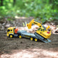 Maxx Action 17’’ Vehicle Transport with Excavator - Bright Lights and Construction Sounds | Friction Powered Trailer | 3 Piece Toy Playset for Kids |