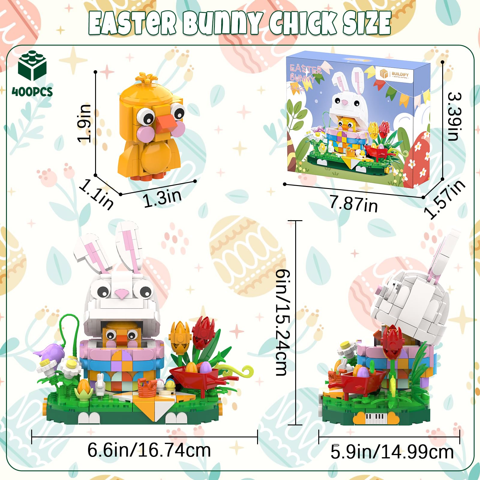 Nubee Easter Bunny Chick Building Sets, Easter Gifts for Kids Teens Adults Women, Cute Rabbit Eggs Easter Basket Stuffers Toy Gift for Boys and Girls