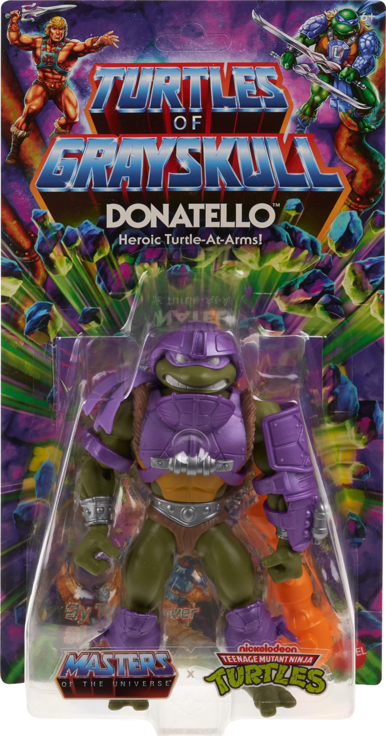 Mattel Masters of the Universe Origins Turtles of Grayskull Action Figure & Accessories, Donatello Collectible Toy with 16 Joints, TMNT & MOTU