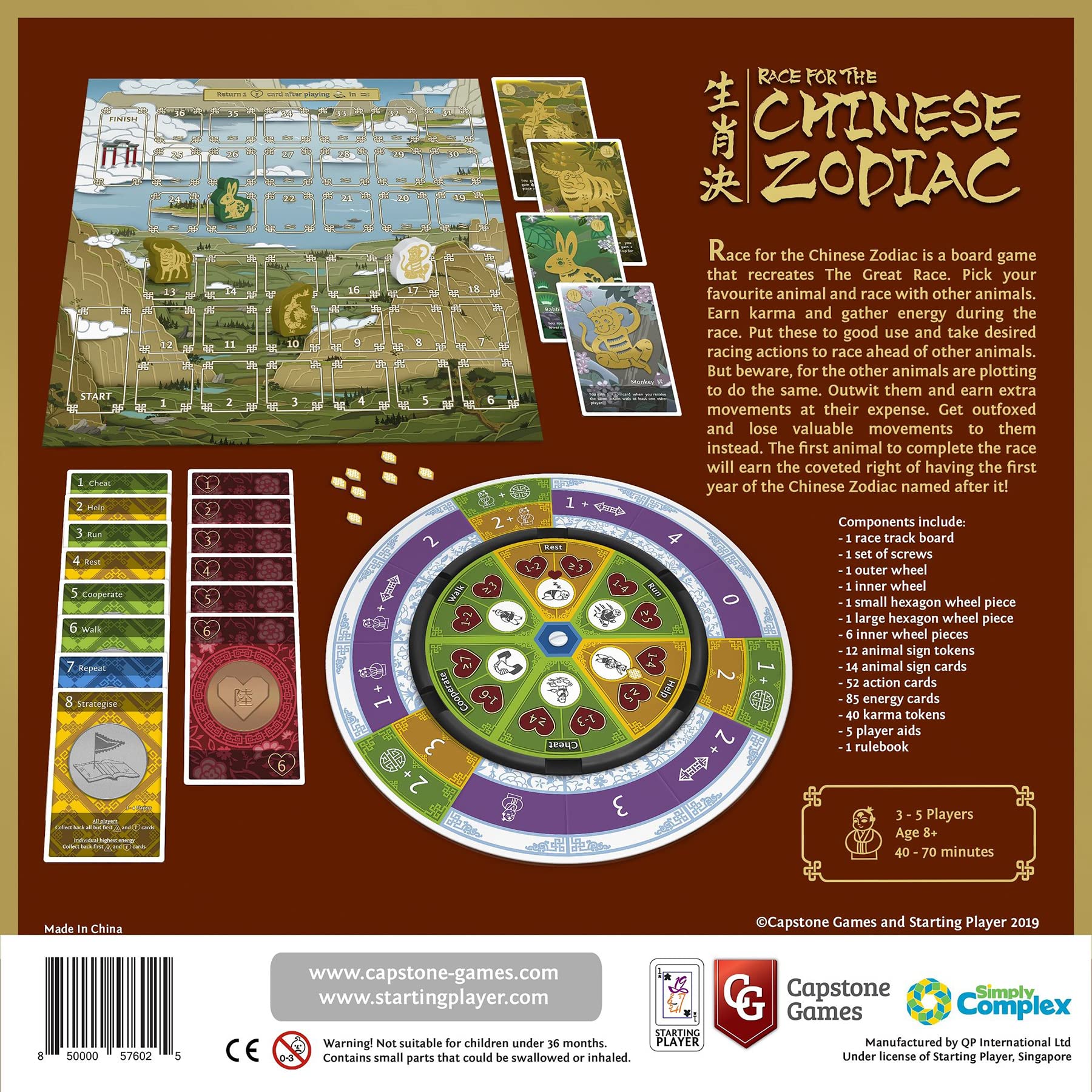 Capstone Games: Race for The Chinese Zodiac - Interactive Simultaneous Card Game, 3-5 Players, Ages 8+, 40 to 70 Min