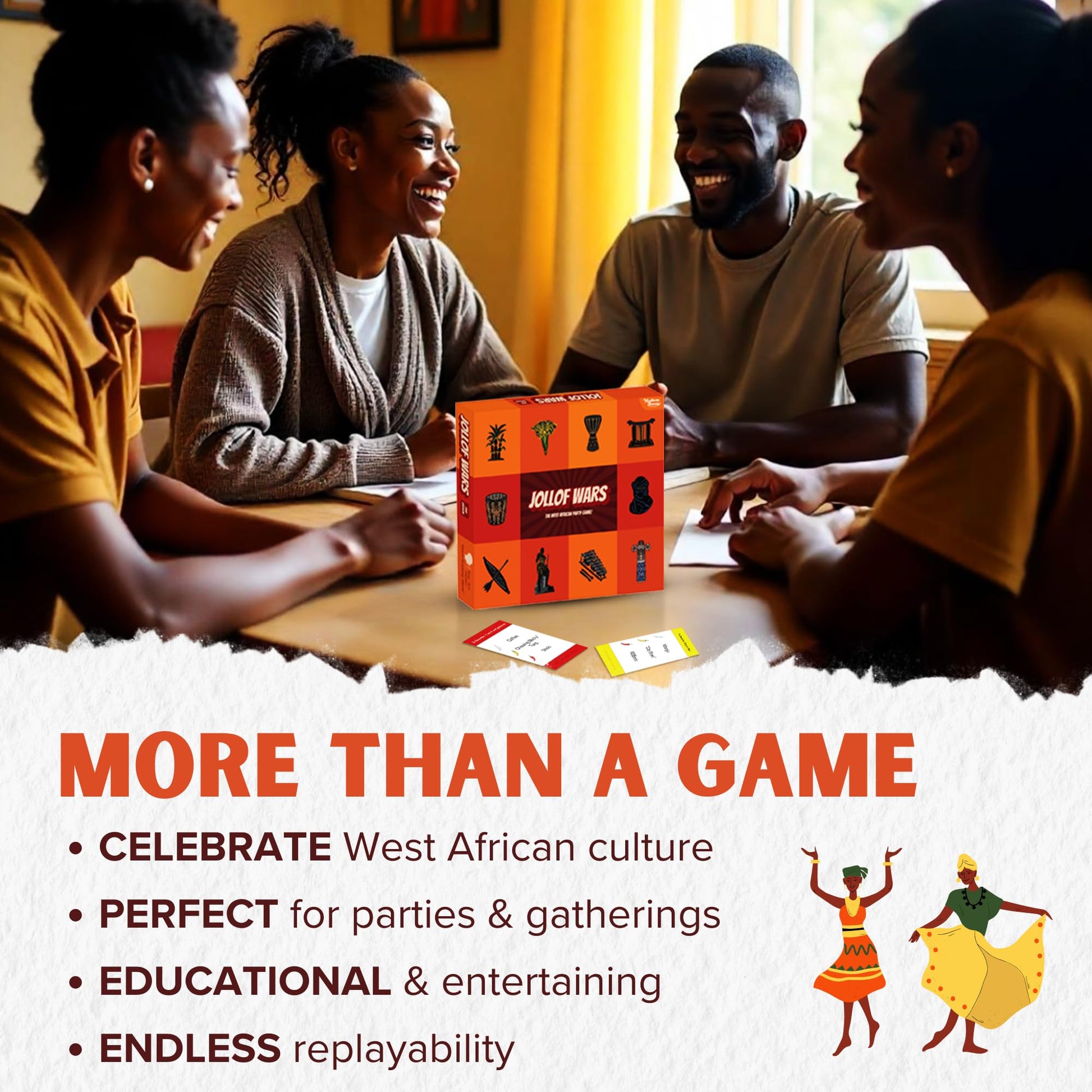 Kulture Games - West African Party Game - Jollof Wars 2nd Edition - Card Game for Friends Family Parties - African Charades and Singing Game
