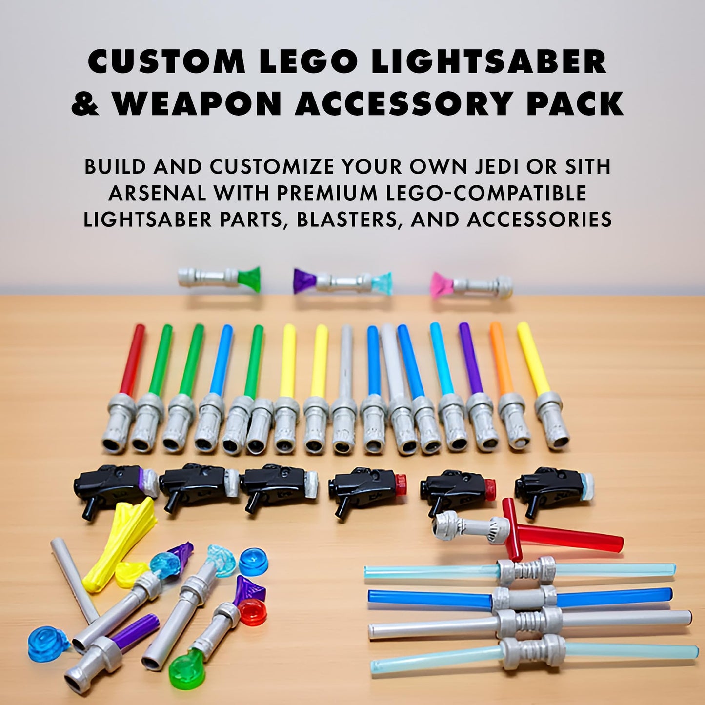 Brick Loot Light Sword & Blaster Pack Building Block Accessories Compatible to Most Minifigures, Tactical Gear Armor Equipment Custom Accessories