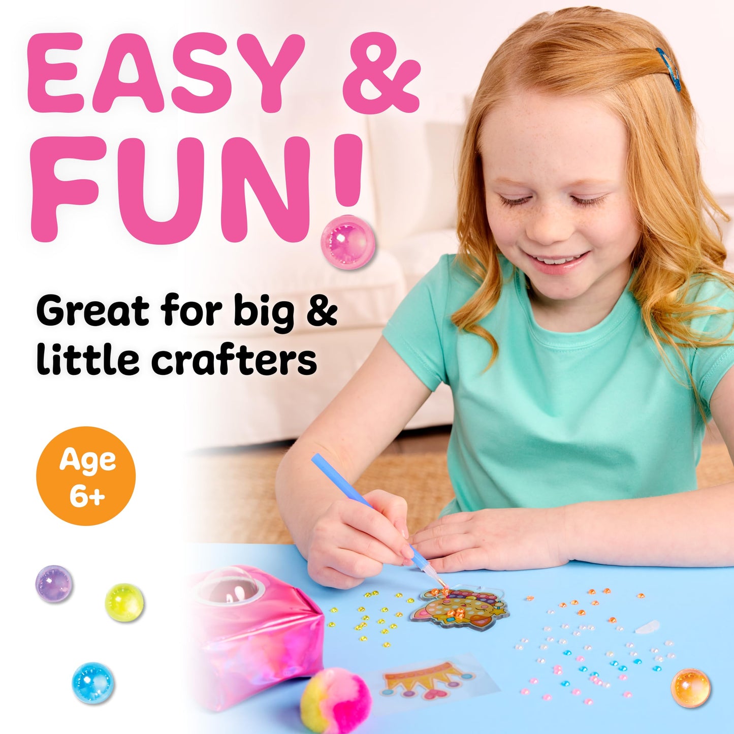 Creativity for Kids Bubble Gems Backpack Keychain: Kitty Princess, Mini Diamond Painting Kits for Kids, Arts and Crafts for Kids, Easter Basket