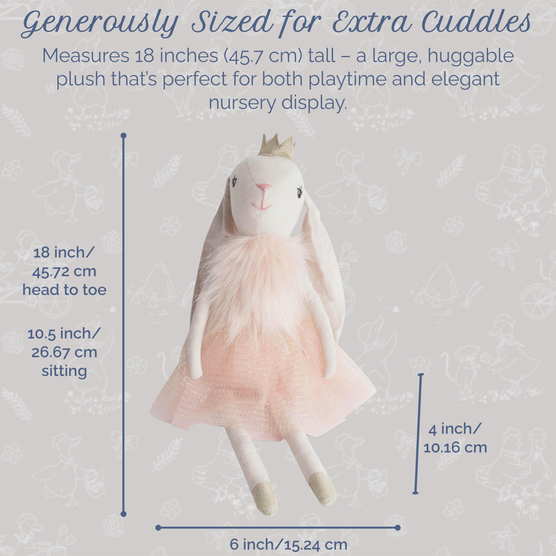 MON AMI Princess Bunny Stuffed Doll, 18-Inch Royal Plush Toy Gift Idea