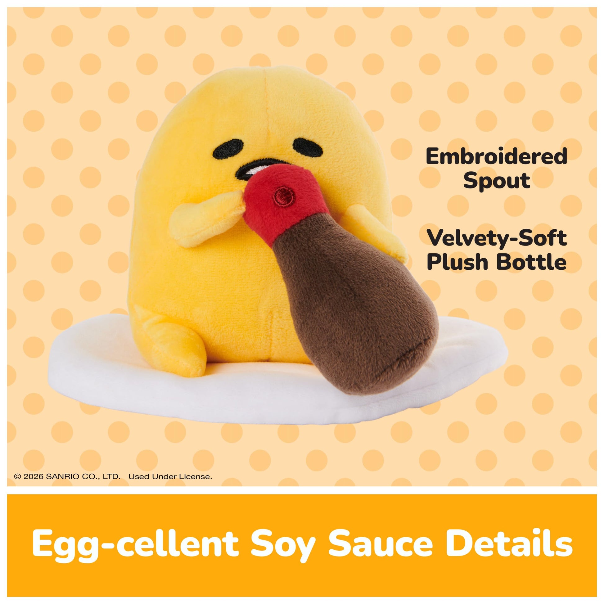 GUND Sanrio Gudetama Soy Sauce 5-Inch Egg Plush Toy for Ages 1+
