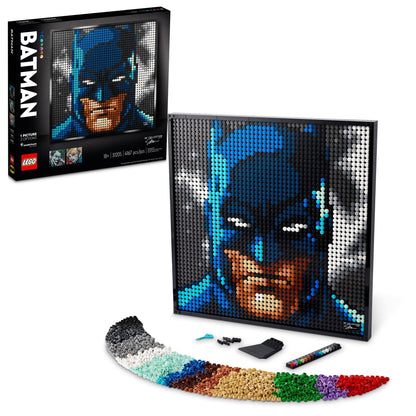 LEGO Art Jim Lee Batman Collection 31205 Building Blocks - Superhero Canvas Wall Decor with Joker, Harley Quinn, or Batman Portraits, DC Comics DIY
