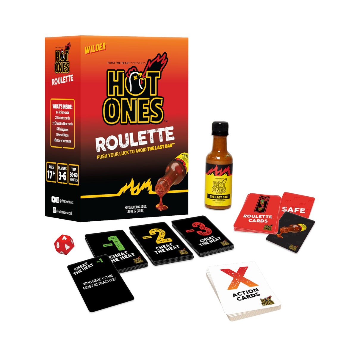 Hot Ones Roulette - Hot Sauce Included - A Push Your Luck Party Game