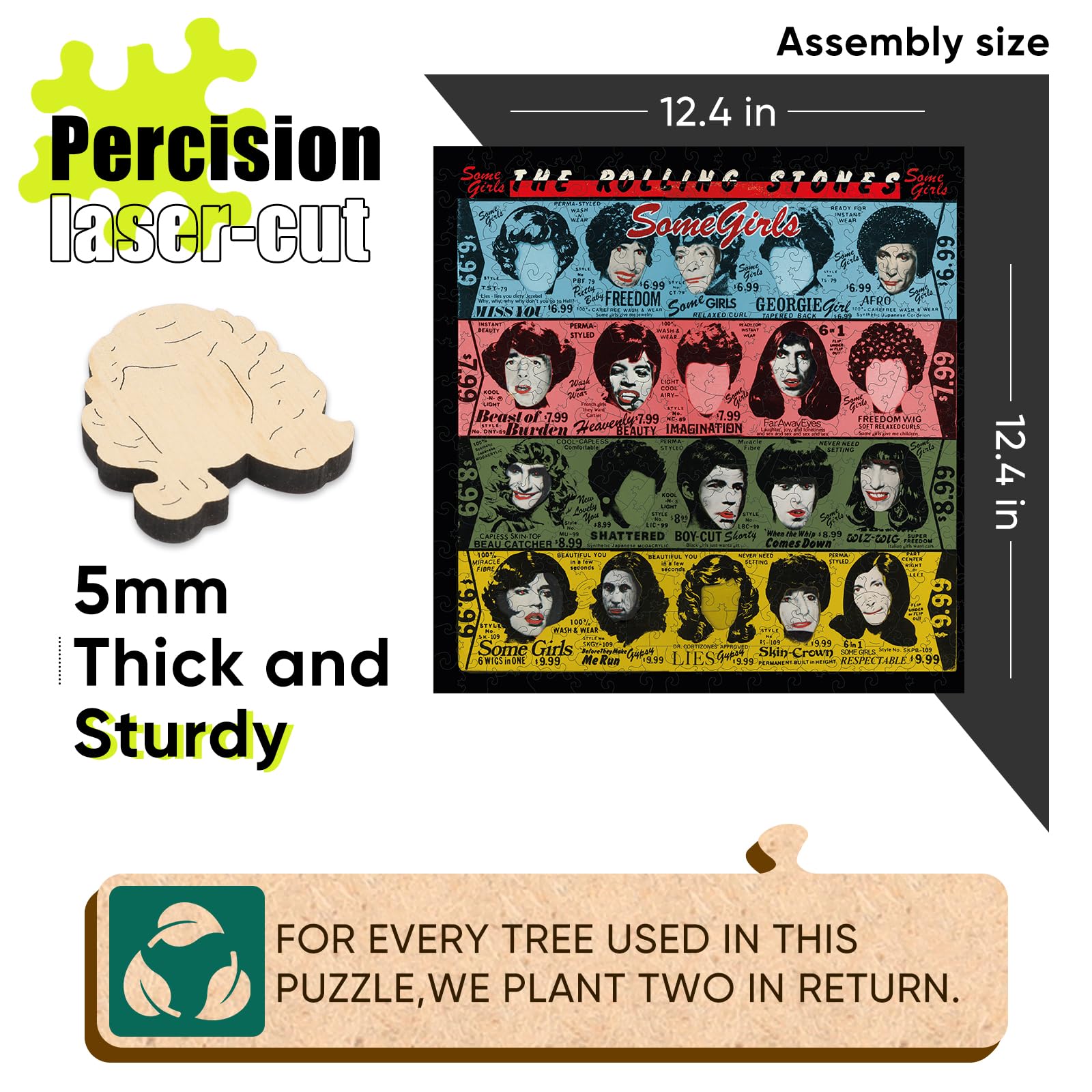 WOODLUX The Rolling Stones Wooden Jigsaw Puzzle-SomeGirls 300Pcs DecorGift