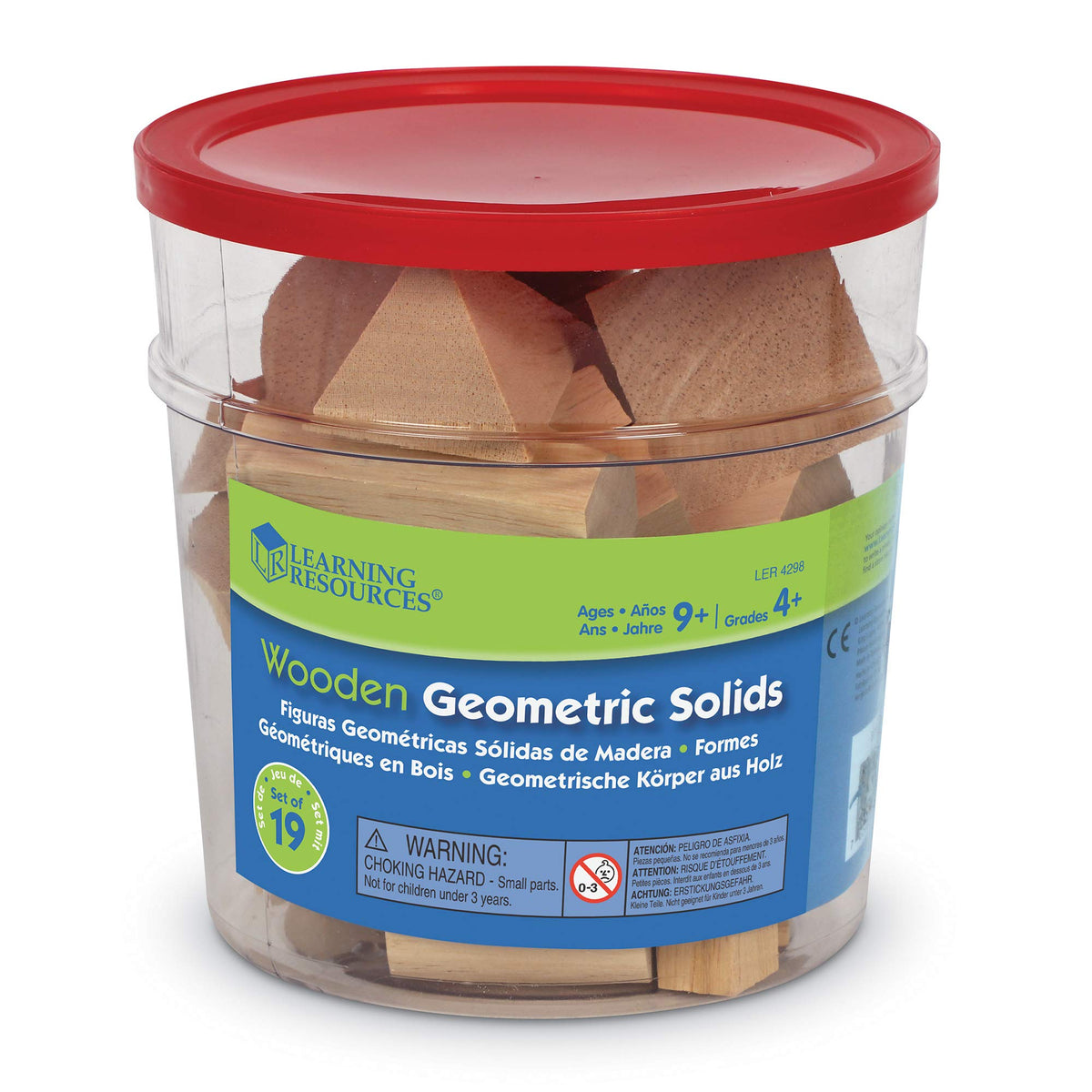 Learning Resources Wood Geometric Solids, Kids Wooden Shapes, Montessori Toys, Set of 19
