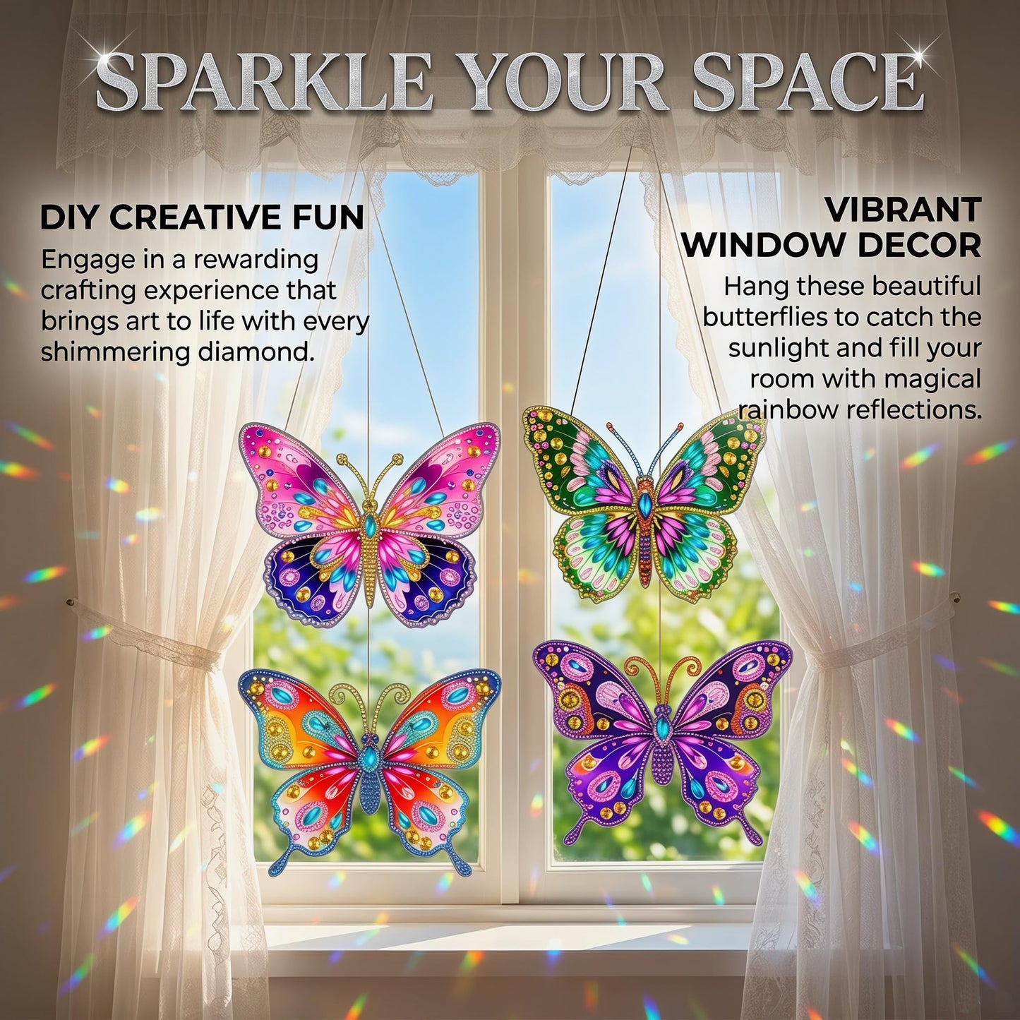 ZhengYuFa Diamond Art Kit for Kids Arts and Crafts for Kids Ages 8-12, Butterfly Diamond Art, 6/7/8/9/10 Year Old Girl Gifts Gem Art Butterfly Kit