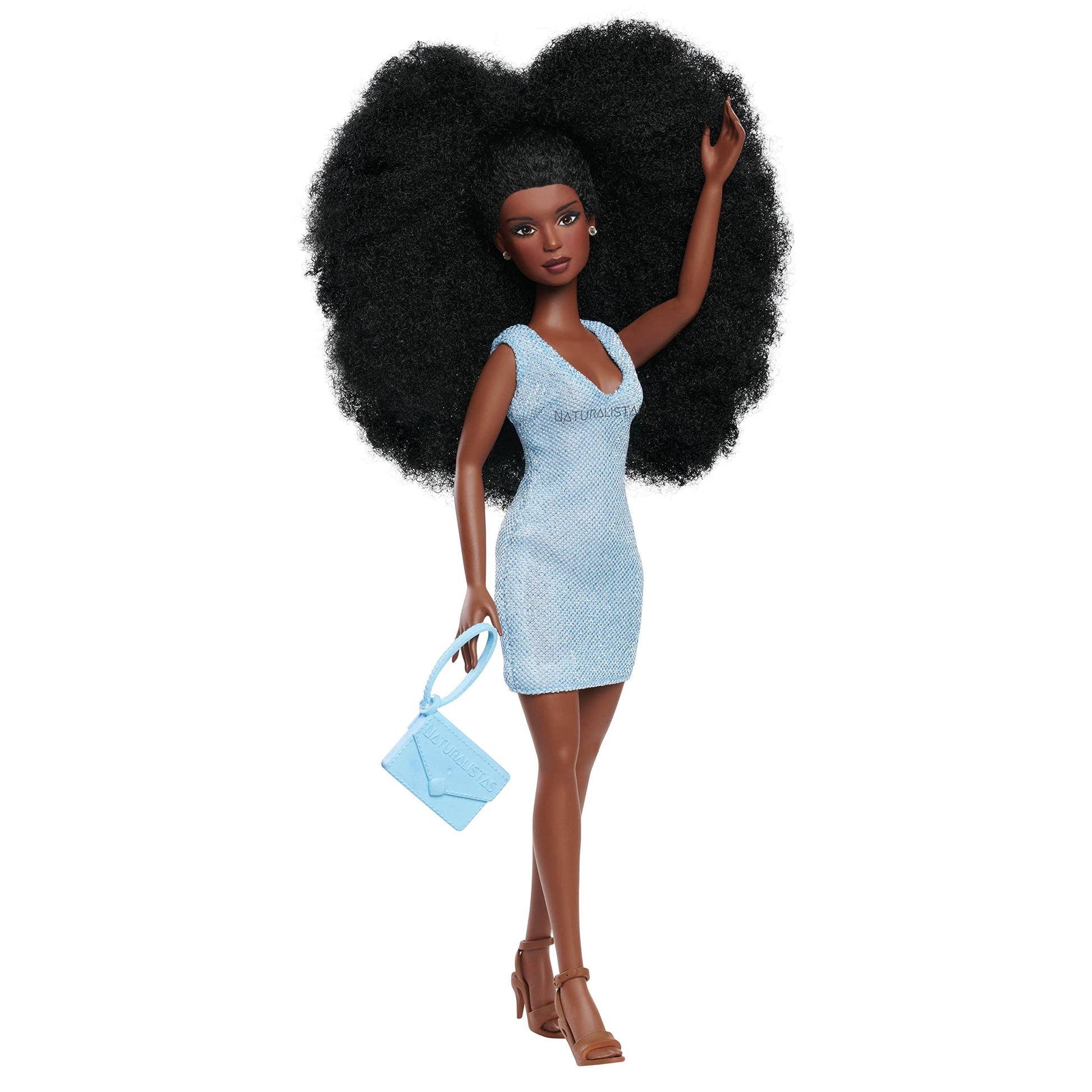 Naturalistas 11-inch Liya Fashion Doll and Accessories with 4C Textured Hair and Deep Brown Skin Tone, Kids Toys for Ages by Just Play