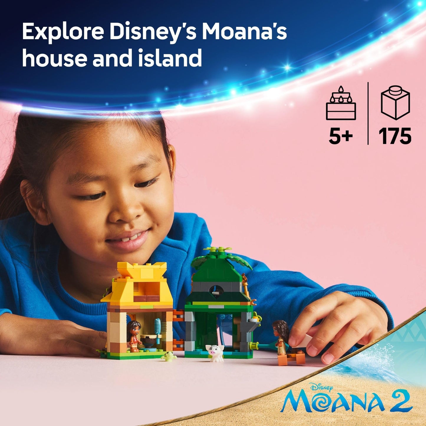 LEGO Disney Moana's Island Fun Building Toy Playset - Princess Moana Toy for Kids, Girls and Boys, Ages 5+ - with 2 Disney Micro-Dolls and Pua Animal