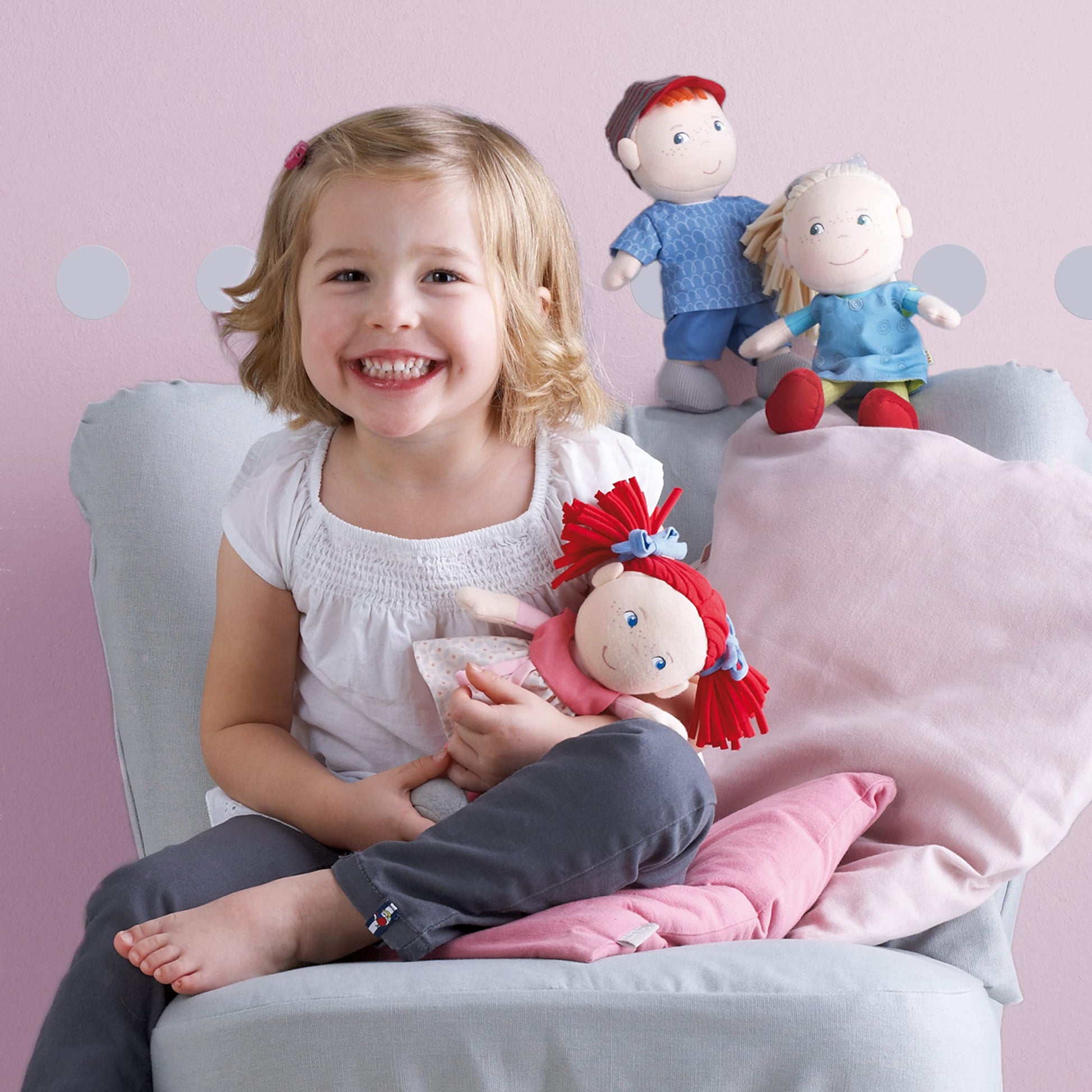 HABA Soft Doll Mirli 8" - First Baby Doll with Red Pigtails for Ages 6 Months and Up.