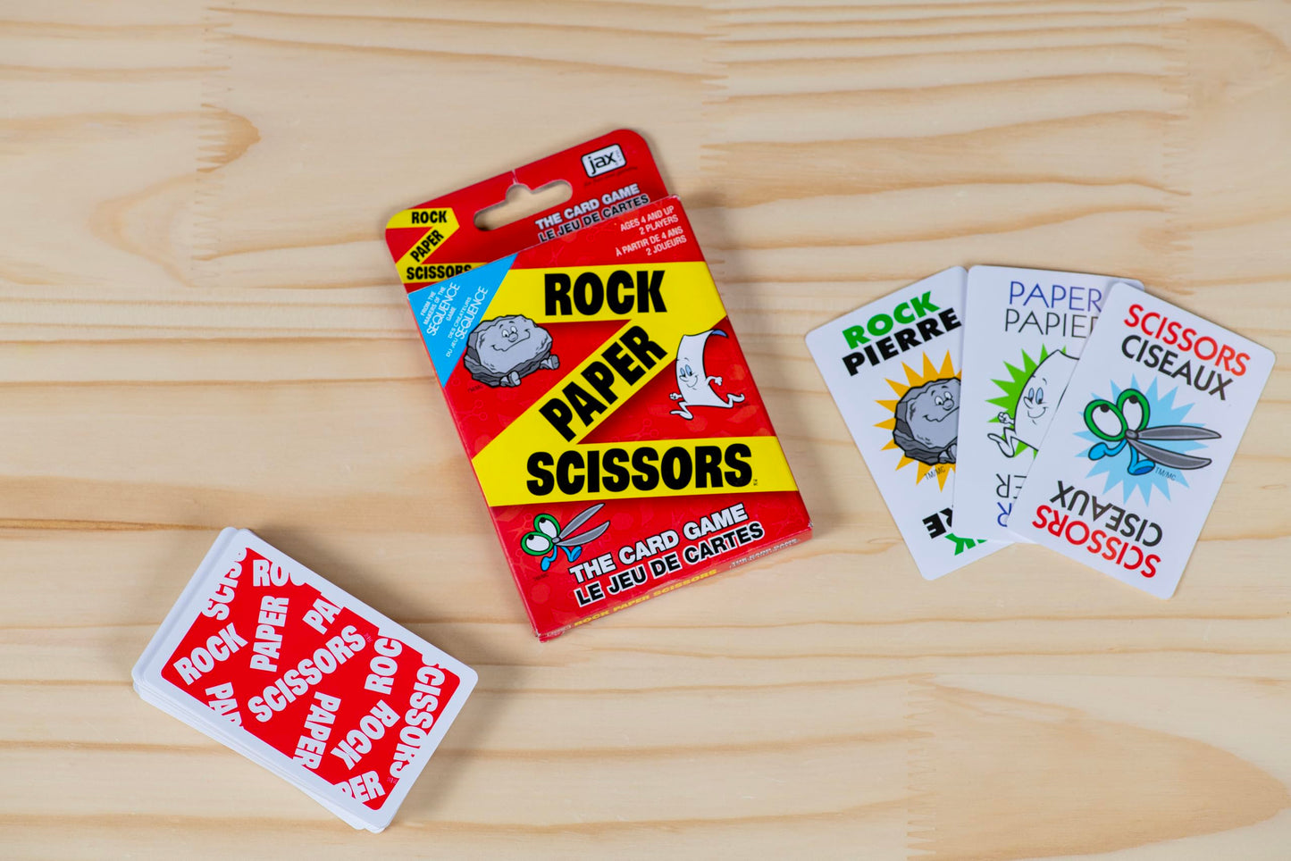 JAX Rock Paper Scissors Card Game Bilingual - It's the Fast, Fun Card Version of the Classic Game of Rock Paper Scissors, Ages 4 and Up, 2 Players