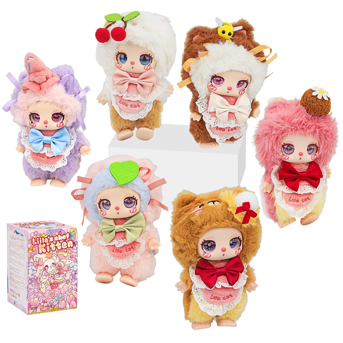 Mystery Fun Liila‘s Chef Kitten Series Blind Box, Adorable Collectible Toys, 6.3IN Hangable Doll with Unique Designs Birthday Gifts, 1PCS (1 of 7
