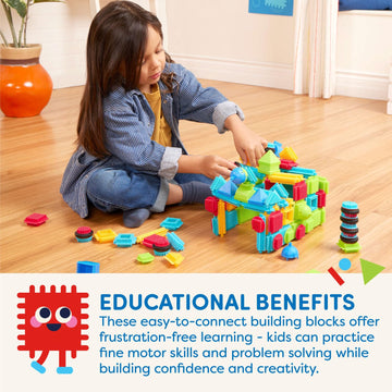 Battat - Bristle Blocks - STEM Interlocking Building Blocks - 112 Pieces Playset - Developmental Toys for Toddlers & Kid - Basic Builder Set - 2+