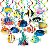 Tropical Fish Hanging Swirls Banner Decor 30 Pack Foil Ceiling Hanging Swirls Streams Banner Decorations Garland for Under the Sea Ocean Celebrating