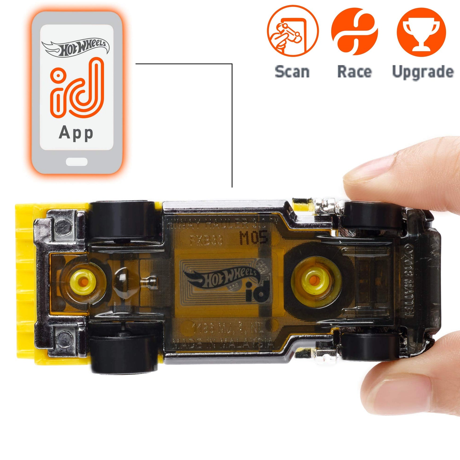 Hot Wheels id Vehicle HiWay Hauler 3.0 with Embedded NFC Chip, Uniquely Identifiable, 1:64 Scale, for Kids Ages 8 Years and Older