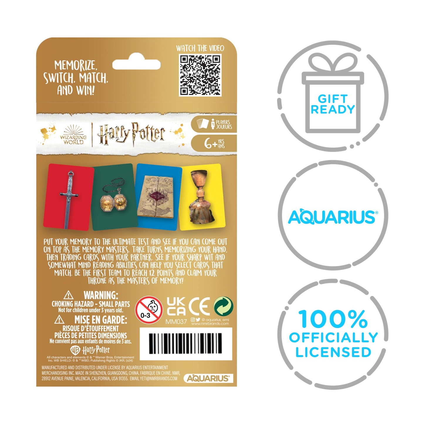 Aquarius Harry Potter Memory Game - Wizarding World Card Matching Game for Kids 6+, Teens & Adults - Officially Licensed Hogwarts Gift