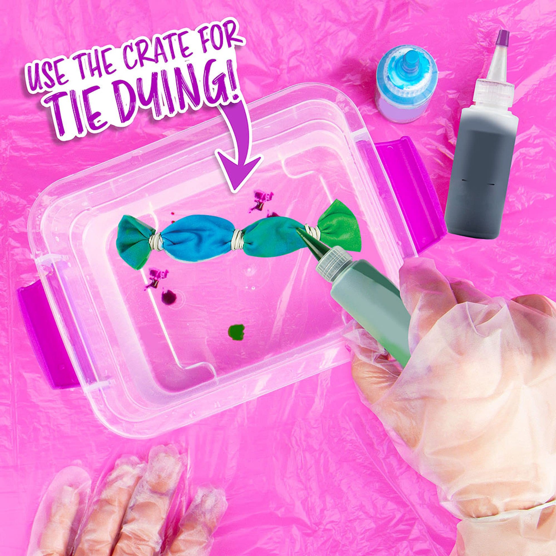 Fashion Angels Tie Dye Kit - Neon Tie Dye Hair Accessories Kit, Non Toxic Dyes, Complete Set with Scrunchies, Headband, Gloves, Elastic Bands,