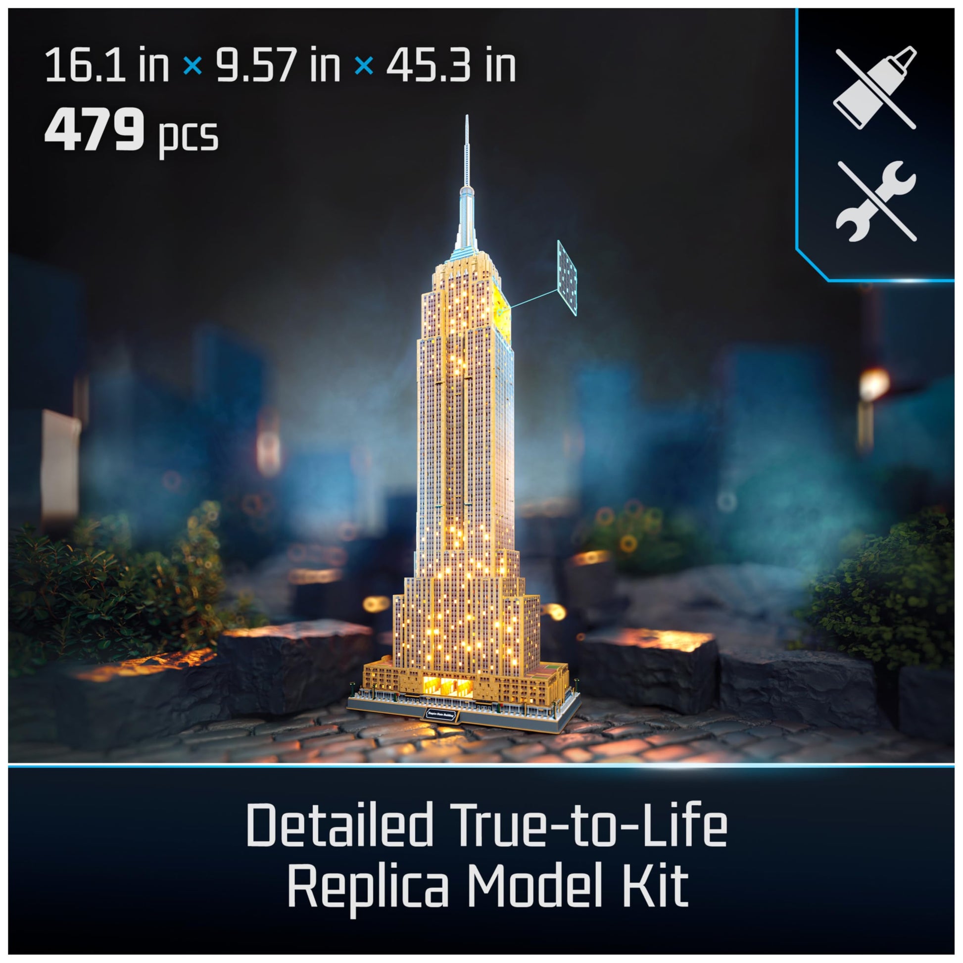 4D Build Empire State Building Replica 3D Puzzle Model Kit for Adults