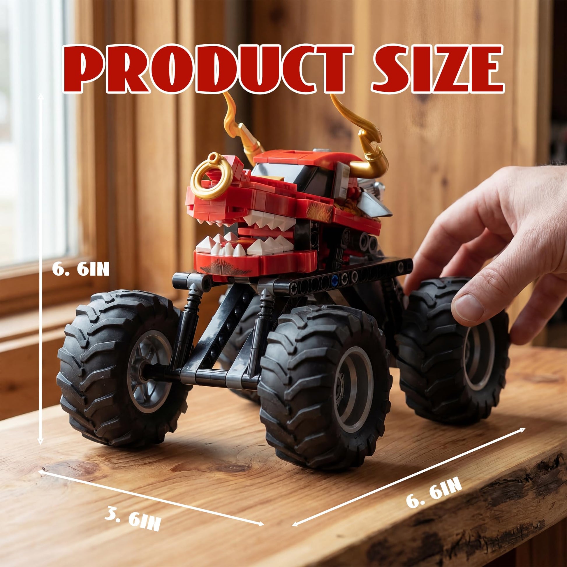 Technic Building Monster Cow Truck Toy, 2 in1 Pull Back Car for Off Road Stunts, DIY Building Cars Toy,Racing Action Toys for Boys and Girls 6+ Years