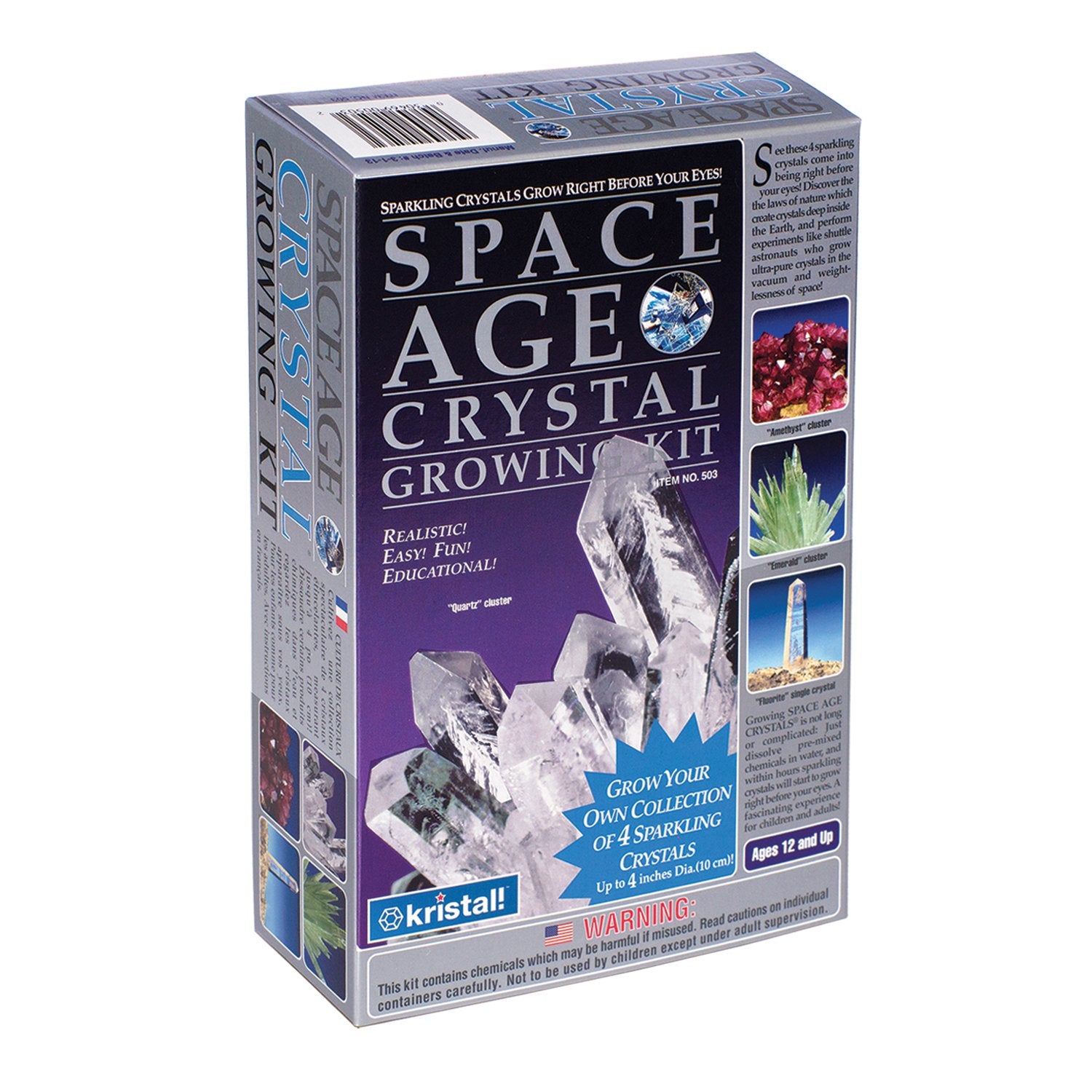 Space Age Crystal Growing Kit: 4 Crystals (Quartz, Emerald, Amethyst)