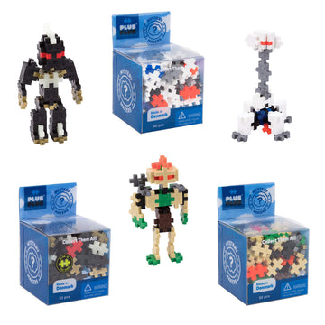 Plus Plus Set of 3 Mystery Makers - Robots, Bundle 1 - Construction Building Stem Toy, Interlocking Mini Puzzle Blocks for Kids