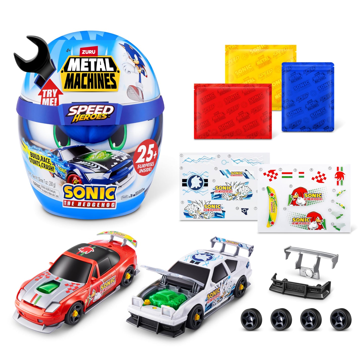 Metal Machines Speed Heroes by ZURU, Build and Race Your Own Race Car (Sonic The Hedgehog)