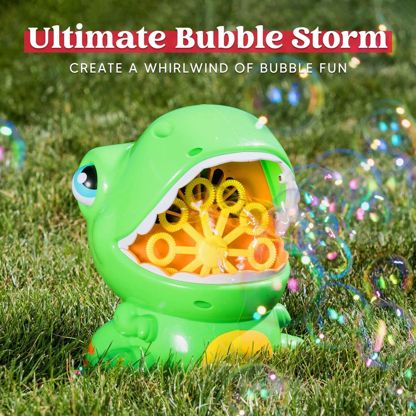 JOYIN Dinosaur Bubble Machine, Bubble Machine Gun Blower with Solutions for Kids, Summer Outdoor Indoor Toy, Dinosaur Party Favor, Kids Birthday Gift