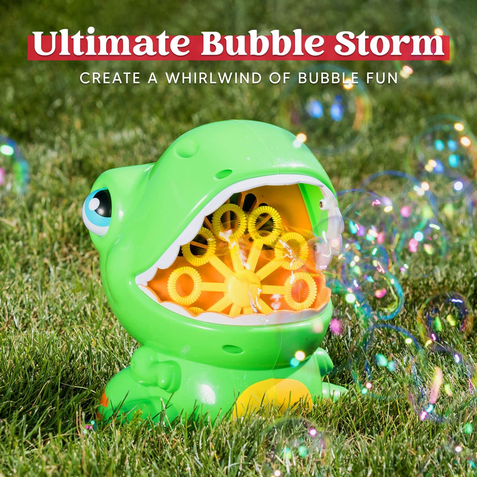 JOYIN Dinosaur Bubble Machine, Bubble Machine Gun Blower with Solutions for Kids, Summer Outdoor Indoor Toy, Dinosaur Party Favor, Kids Birthday Gift