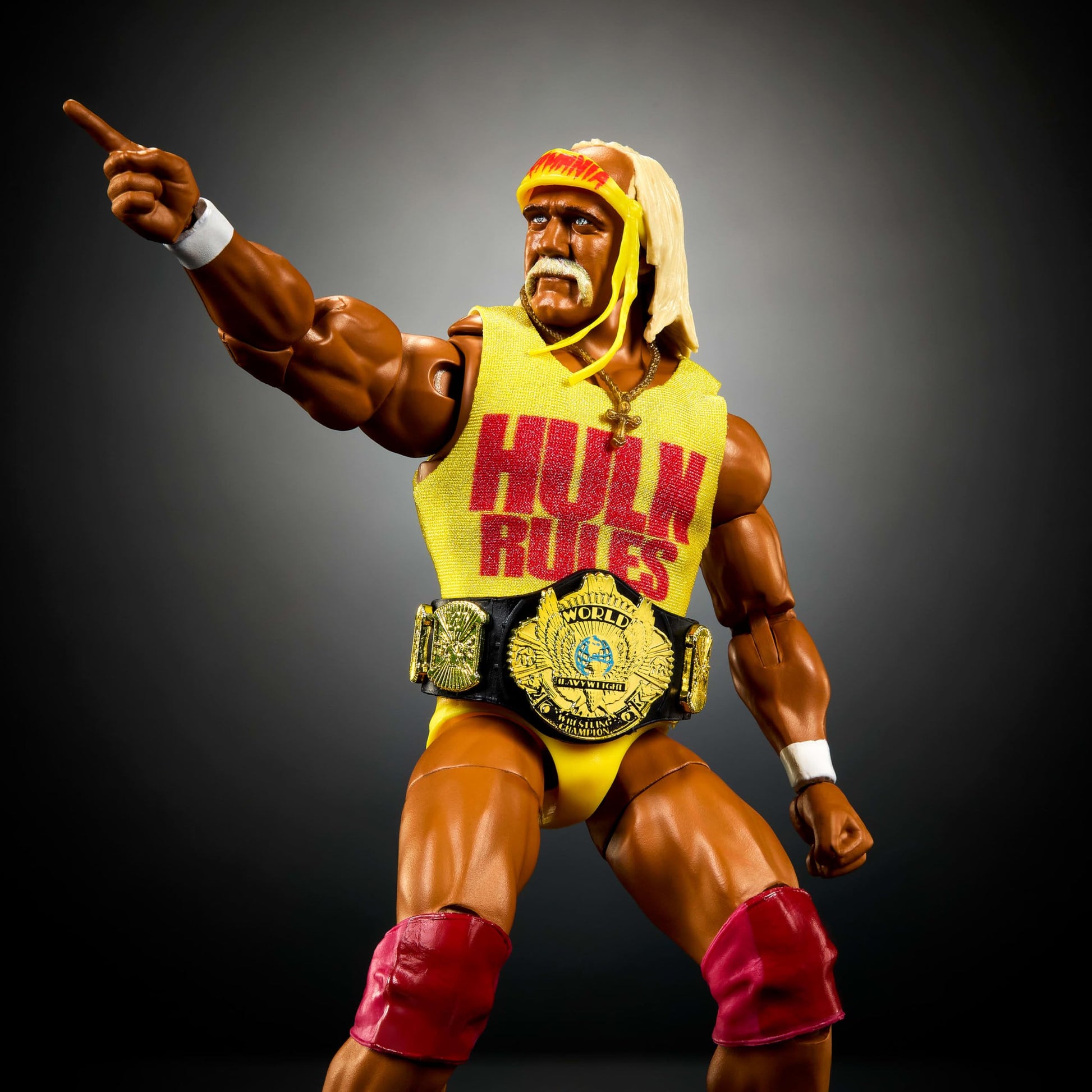 Mattel WWE Ultimate Edition Action Figure & Accessories Set, Hulk Hogan 6-inch Collectible with Swappable Heads & Hands, 30 Articulation Points