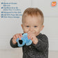 RaZbaby Elfy-Yummy Teether: Teething Relief Toy - Elephant Design, Medical Grade Silicone with Ultra Soft Bristle to Soothe Teething Discomfort