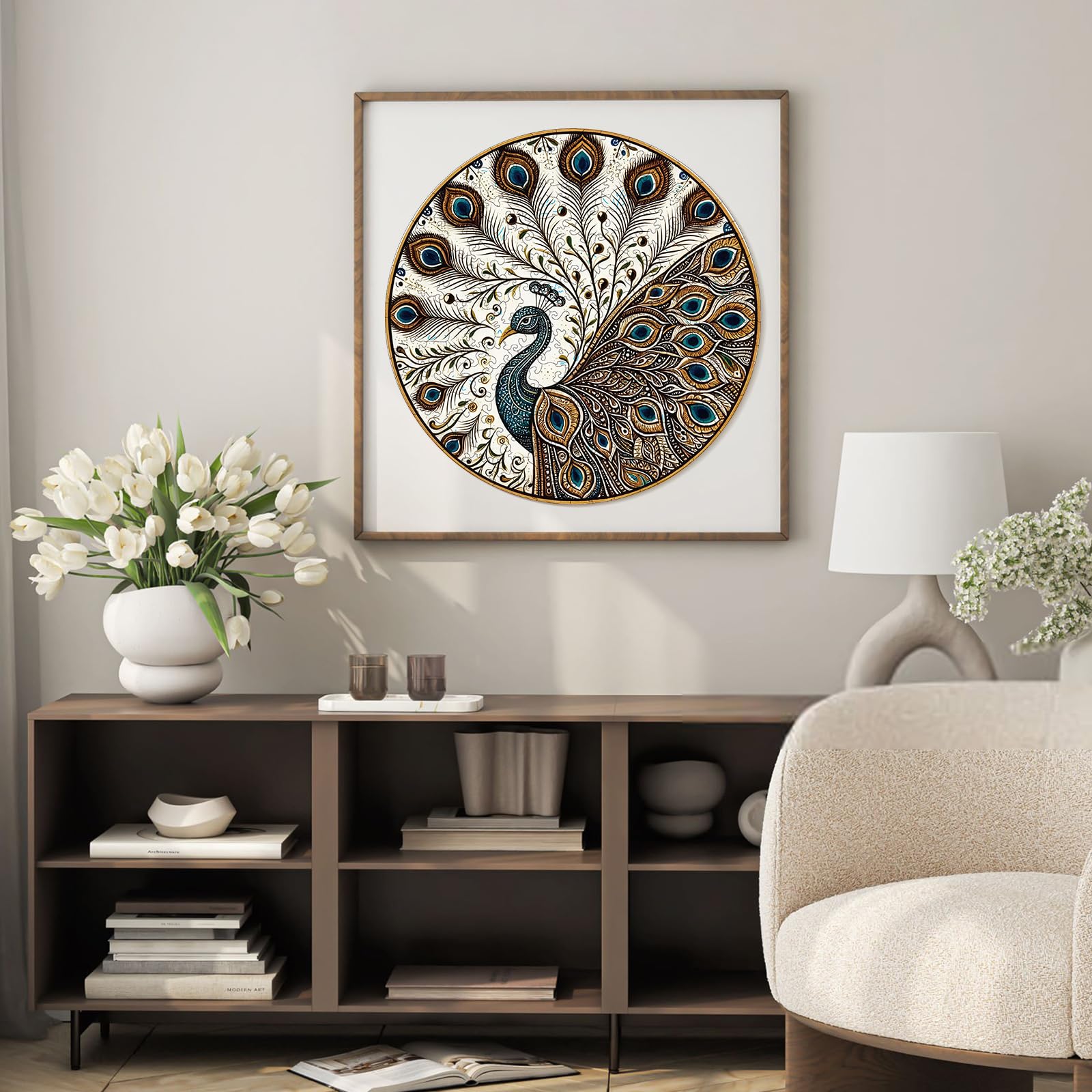 Peacock Wooden Puzzles for Adults, 200pcs Wooden Jigsaw Puzzles for Adults, Peacock Unique Shaped Jigsaw Puzzles Creative Gift for Friend Family Game