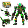 JITTERYGIT Robot Army Buildable Mech Soldier Glow in The Dark Gift Toy Set, Helicopter Military Creative STEM Project, Dinosaur Building Bricks Kit