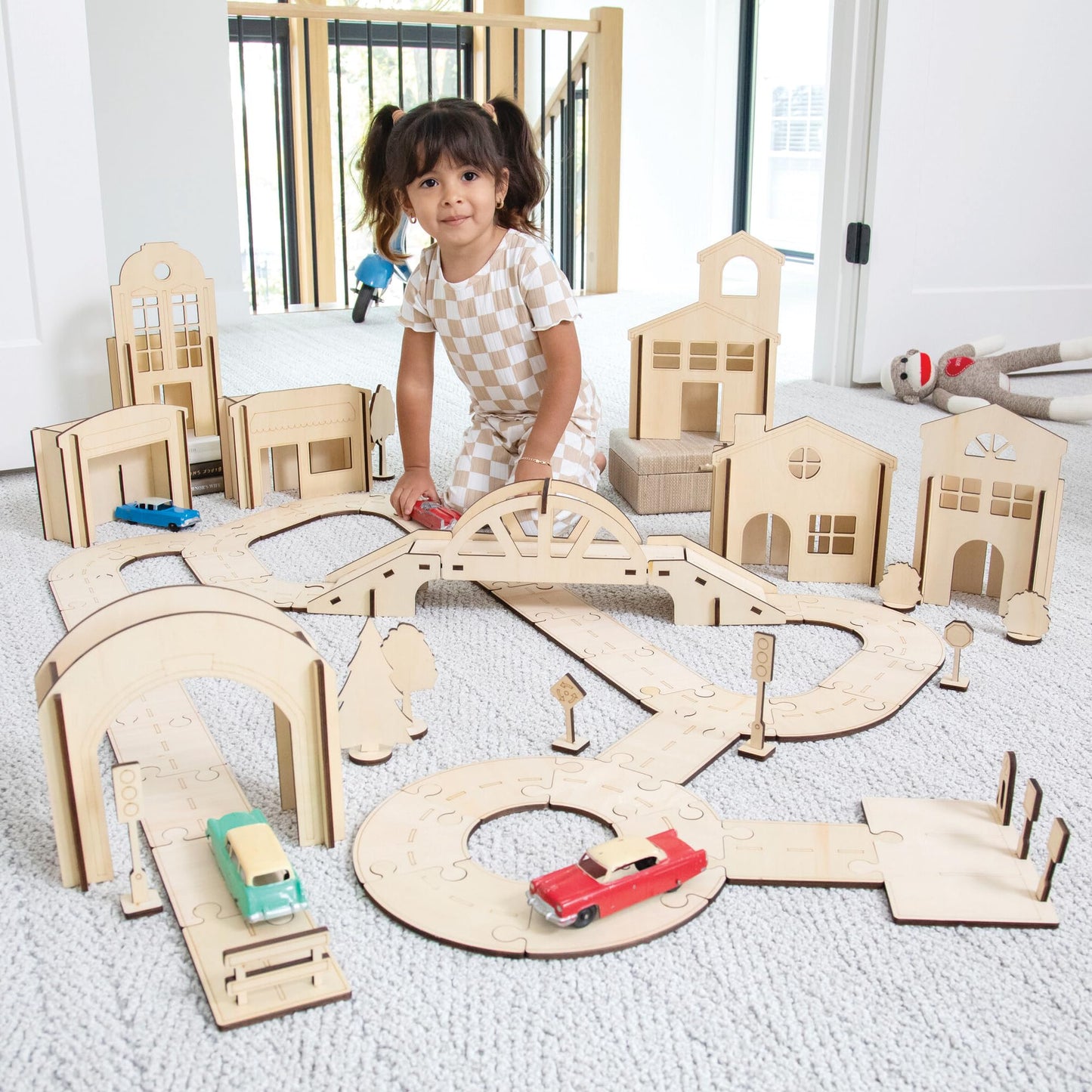 MindWare Kindertown Buildings Wooden Montessori Building Set - Building Blocks for Toddlers