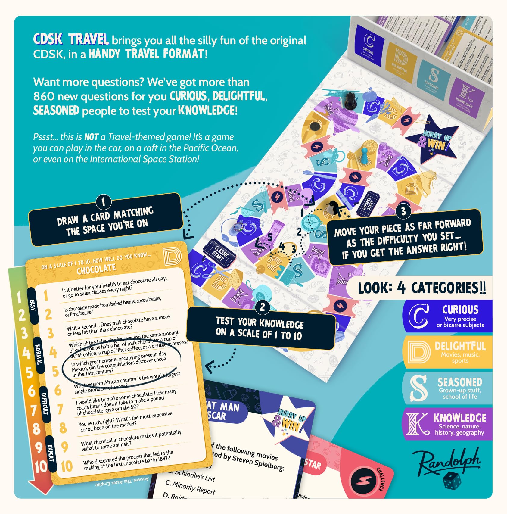 Hachette Boardgames CDSK Travel | A Travel-Friendly Version of the Millennial Trivia Game | Over 800 New Questions | Ages 14+ | 2 to 16 Players | 45