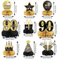 9 Pieces 90th Birthday Decoration 90 th Birthday Centerpieces for Tables Decorations Cheers to 90 Years Honeycomb Table Topper for Men and Women