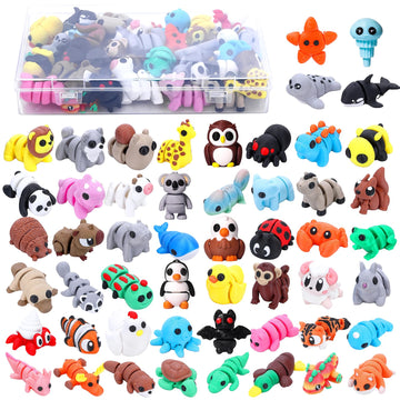 YRBIGSP 52 PCS 3D Printed Animals Set, Articulated 3D Printed Fidget Animal Toys for Kids Students Classroom Rewards,Party Favors, Easter Christmas