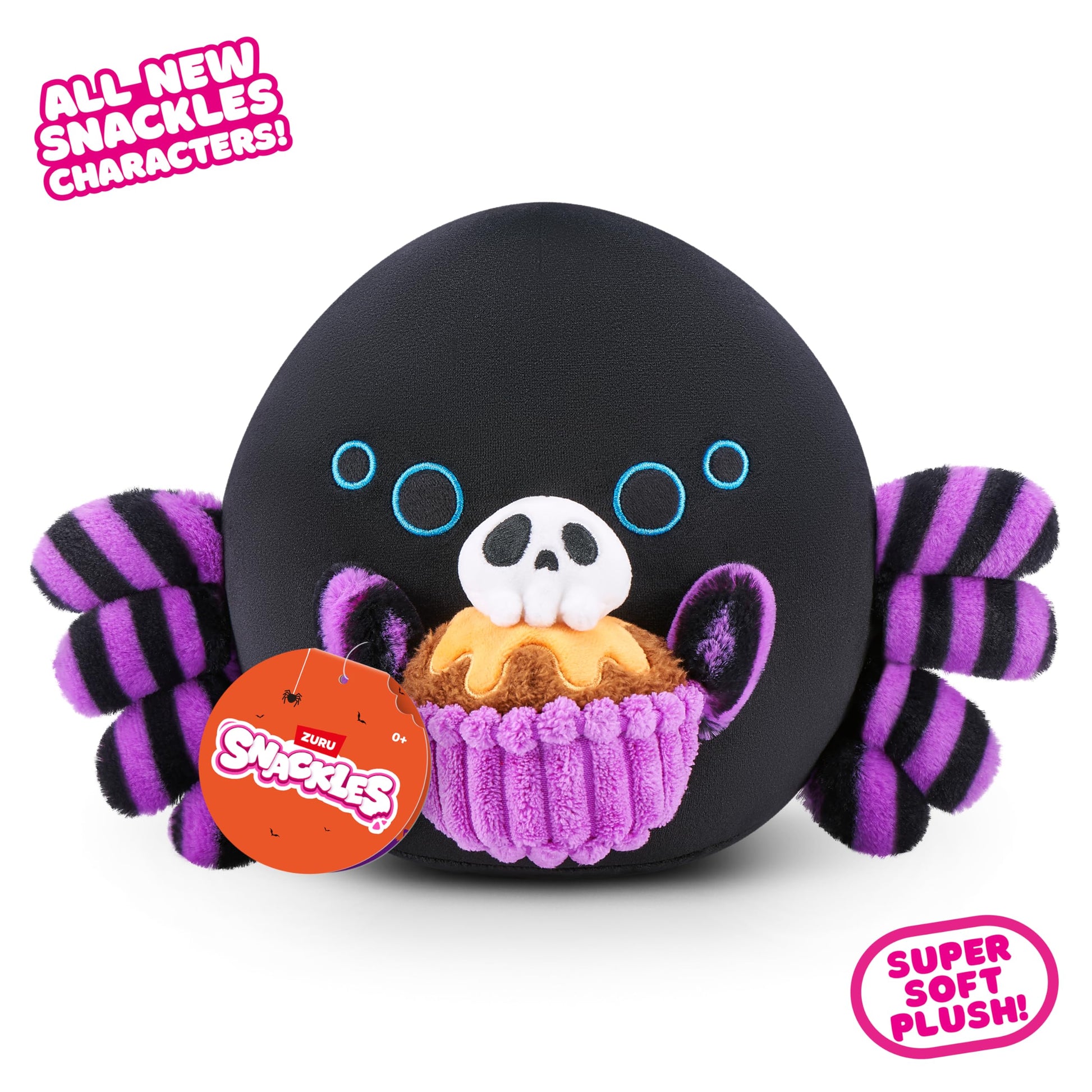 Snackles Halloween Series 1 8-inch Plush (Shadow) by ZURU, Plush with Snack Accessory
